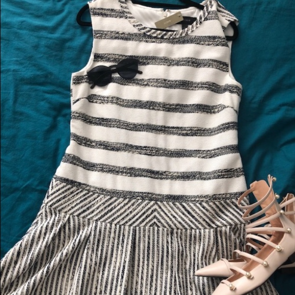 FINAL SALE J. Crew White/Black Striped Dress NWT
